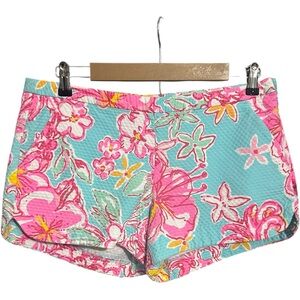 Lilly Pulitzer Adie Shorts Floral Pink Blue Size 8